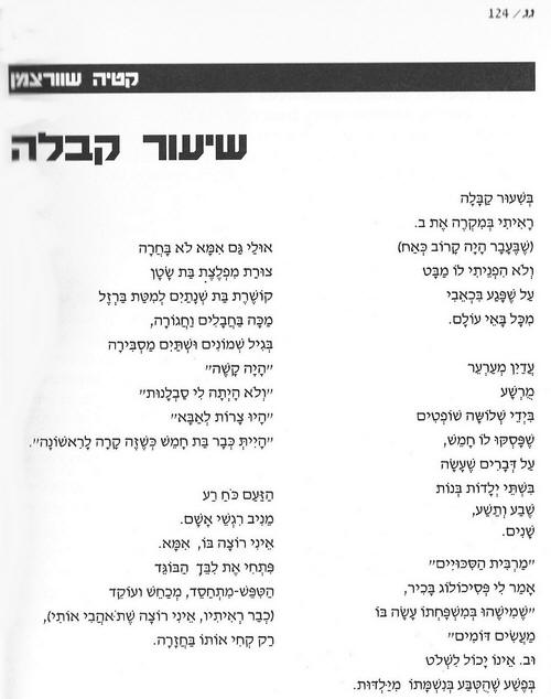 שיעור קבלה - שיר מאת קטיה שורצמן, פורסם בגג